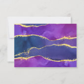 抽象芸術インク明るい赤紫色ピンクパープル金ゴールドRSVPカード サンキューカード (裏面)