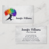 抽象芸術インク色（ばちゃばちゃ）跳ねるツリー 名刺 (正面/裏面)