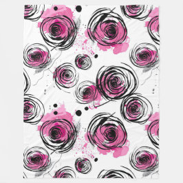 抽象芸術インク花びらパターン フリースブランケット