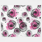 抽象芸術インク花びらパターン フリースブランケット (正面(横))