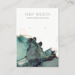 抽象芸術インク金ゴールドグリーンネックレスイヤリングディスプレイ 名刺