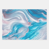 抽象芸術インク（青、ピンク、白） ラッピングペーパーシート (正面3)