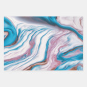 抽象芸術インク（青、ピンク、白） ラッピングペーパーシート (正面2)