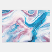 抽象芸術インク（青、ピンク、白） ラッピングペーパーシート (正面)