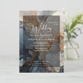 抽象芸術インジゴおよび金ゴールド招待状 招待状 (スタンド正面)