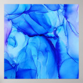 抽象芸術インジゴアメジストモダンインクアート ポスター (正面)