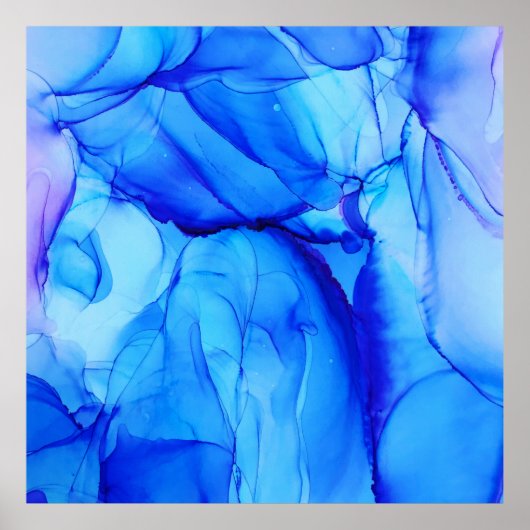抽象芸術インジゴアメジストモダンインクアート ポスター (正面)