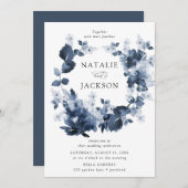 抽象芸術インジゴフローラ | ウェディング 招待状 (正面/裏面)