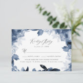 抽象芸術インジゴフローラRSVPカードと食事の選択 出欠カード (スタンド正面)