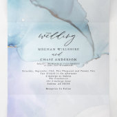 抽象芸術インジゴラベンダーアクアマリンインク 三つ折り招待状 (内部中)