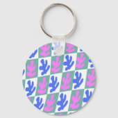 抽象芸術インスパイアマテス葉植物市松模様に キーホルダー (正面)