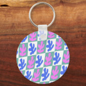 抽象芸術インスパイアマテス葉植物市松模様に キーホルダー (正面)