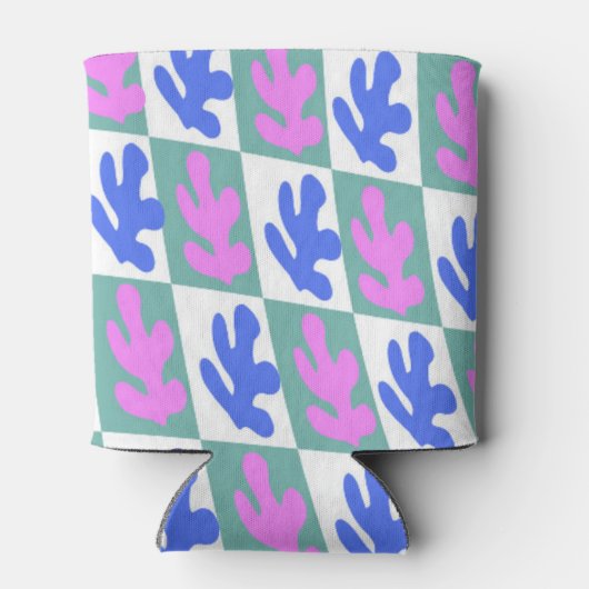 抽象芸術インスパイアマテス葉植物市松模様に 缶クーラー (裏面)