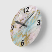 抽象芸術インスパイア大理石ピンクブルー壁時計 ラウンド壁時計 (傾斜)