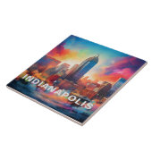 抽象芸術インディアナポリススカイラインモダンアート タイル (側面)