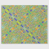 抽象芸術インディアンサリのような紙の多くの緑と ラッピングペーパー (フラット)