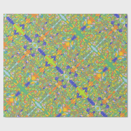 抽象芸術インディアンサリのような紙の多くの緑と ラッピングペーパー (フラット)