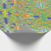 抽象芸術インディアンサリのような紙の多くの緑と ラッピングペーパー (角)