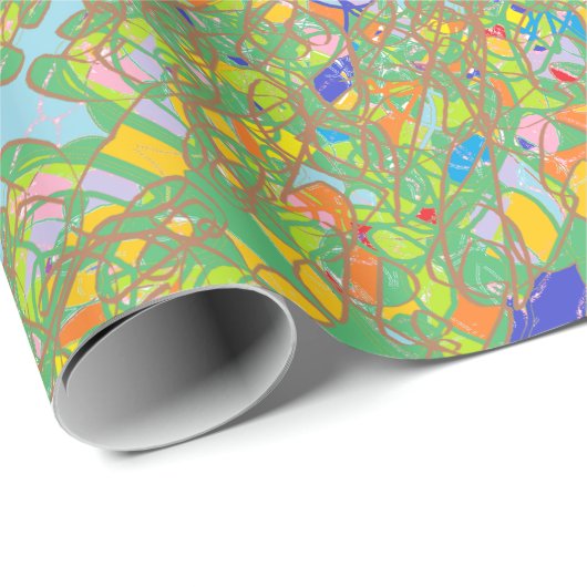抽象芸術インディアンサリのような紙の多くの緑と ラッピングペーパー (ロールコーナー)