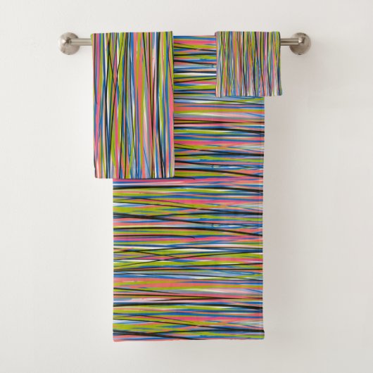 抽象芸術インディアンボーホラインパターン バスタオルセット (インサイチュ)