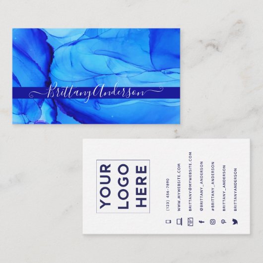 抽象芸術インディゴブルーカスタムアゲユニークート 名刺 (正面/裏面)