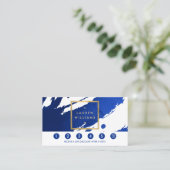 抽象芸術インディゴブルーブラシストロークロイヤリティカード ロイヤリティカード (スタンド正面)