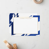 抽象芸術インディゴブルーブラッシュストロークフラットノテカード ノートカード (正面/裏面インサイチュ)