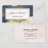 抽象芸術インディゴ水彩金ゴールドグリッター結婚ズ 名刺 (正面/裏面)