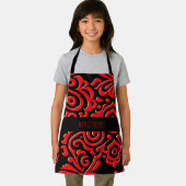 抽象芸術インドネシアろうけつ染めレッドブラックパターン エプロン (インサイチュ)