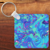 抽象芸術イン・ブルース、グリーン、パープル キーホルダー (正面)