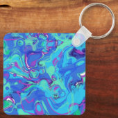 抽象芸術イン・ブルース、グリーン、パープル キーホルダー (裏面)