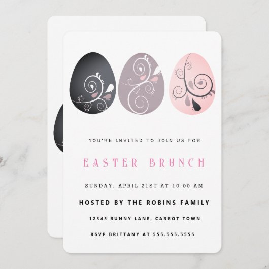 抽象芸術イースターエッグ招待状 招待状 (正面/裏面)