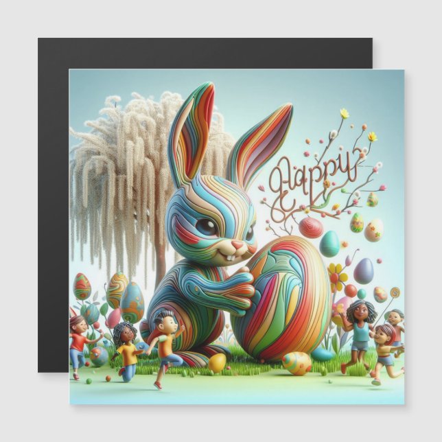 抽象芸術イースターバニーは微笑んだ (正面/裏面)