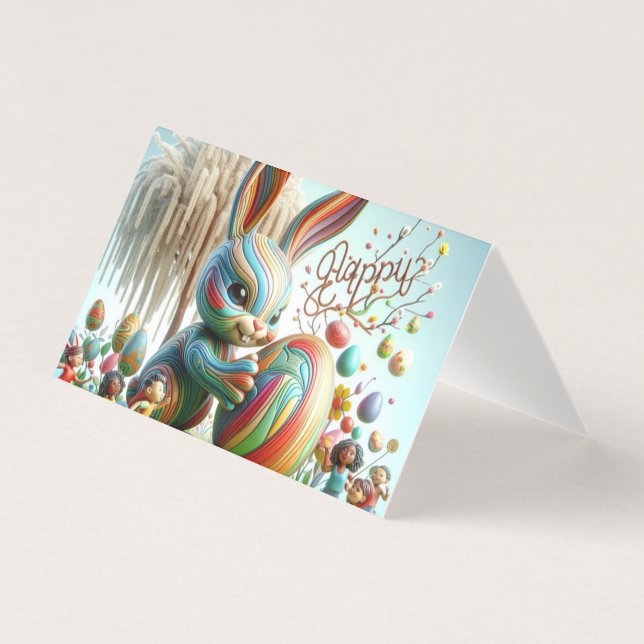 抽象芸術イースターバニーは微笑んだ (正面)