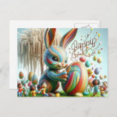 抽象芸術イースターバニーは微笑んだ シーズンポストカード (正面/裏面)