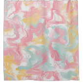 抽象芸術イ絵を描ンパストコーラルイエローターコイズ シャワーカーテン (正面)