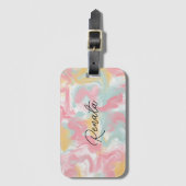 抽象芸術イ絵を描ンパストコーラルイエローターコイズ ラゲッジタグ (正面縦)