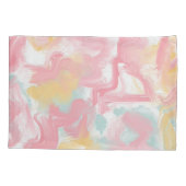 抽象芸術イ絵を描ンパストコーラルイエローターコイズ 枕カバー (裏面-左)