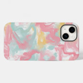 抽象芸術イ絵を描ンパストコーラルイエローターコイズ Case-Mate iPhoneケース (裏面 (横))
