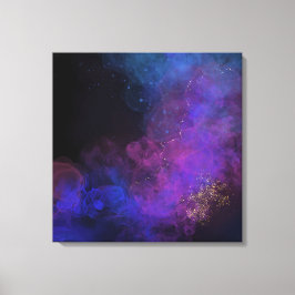 抽象芸術イ絵画ンクズブラックブルーパープルスクエア キャンバスプリント