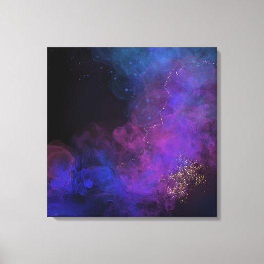 抽象芸術イ絵画ンクズブラックブルーパープルスクエア キャンバスプリント (正面)