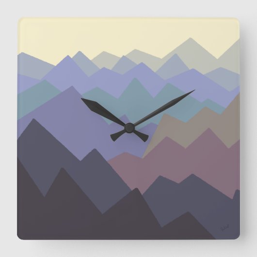 抽象芸術ウィンターマウンテンズアート スクエア壁時計 (正面)
