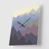抽象芸術ウィンターマウンテンズアート スクエア壁時計 (傾斜)