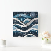 抽象芸術ウィンターワンダーランド スクエア壁時計 (ホーム)