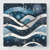 抽象芸術ウィンターワンダーランド スクエア壁時計 (正面)