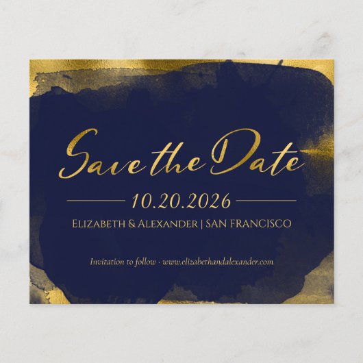 抽象芸術ウェディング日付の保存招待状 |写真 (正面)