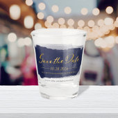 抽象芸術ウェディング日付の保存招待状 |青 ショットグラス