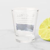 抽象芸術ウェディング日付の保存招待状 |青 ショットグラス (裏面)