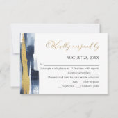 抽象芸術ウェディングsvpカード |水彩金箔 出欠カード (正面)