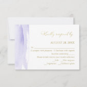 抽象芸術ウェディングsvpカード |水彩金箔 出欠カード (正面)